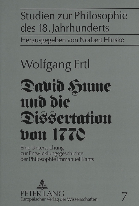 David Hume und die Dissertation von 1770 - Wolfgang Ertl