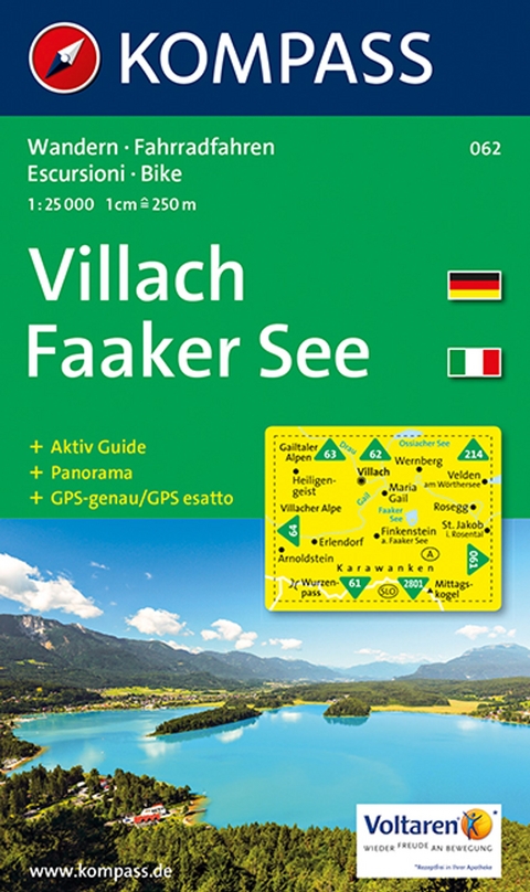 KOMPASS Wanderkarte 062 Villach, Faaker See - 