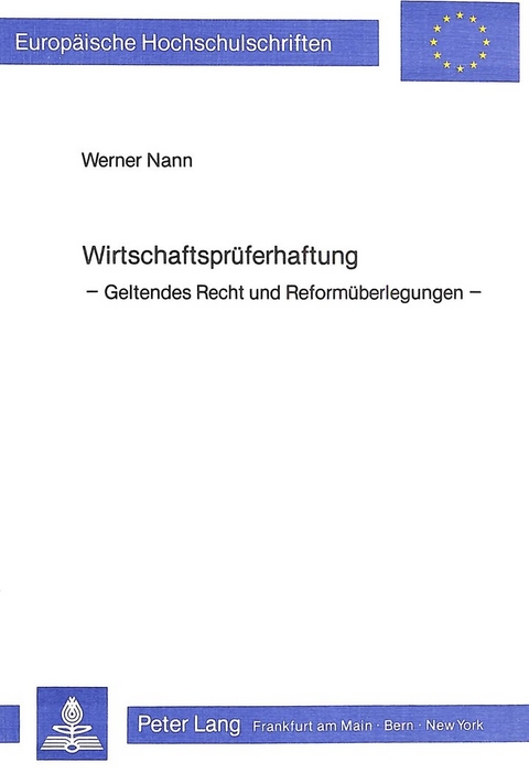 Wirtschaftsprüferhaftung - Werner Nann