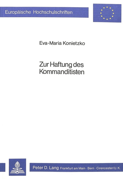 Zur Haftung des Kommanditisten - Eva-Maria Gersch-Konietzko