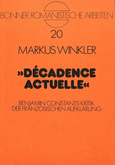 Decadence actuelle - Markus Winkler