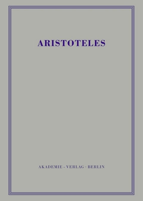 Aristoteles: Aristoteles Werke / Politik - Buch I