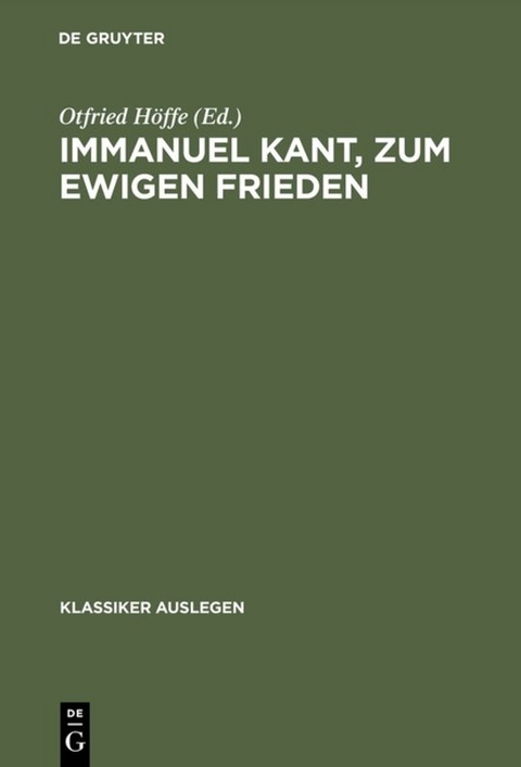 Immanuel Kant, zum ewigen Frieden - 