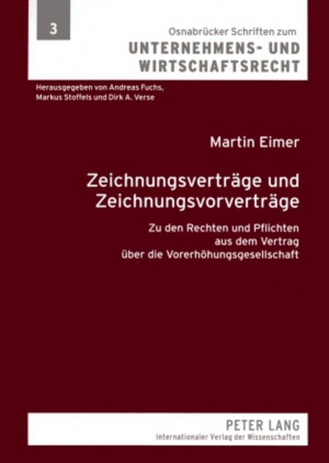 Zeichnungsverträge und Zeichnungsvorverträge - Martin Eimer