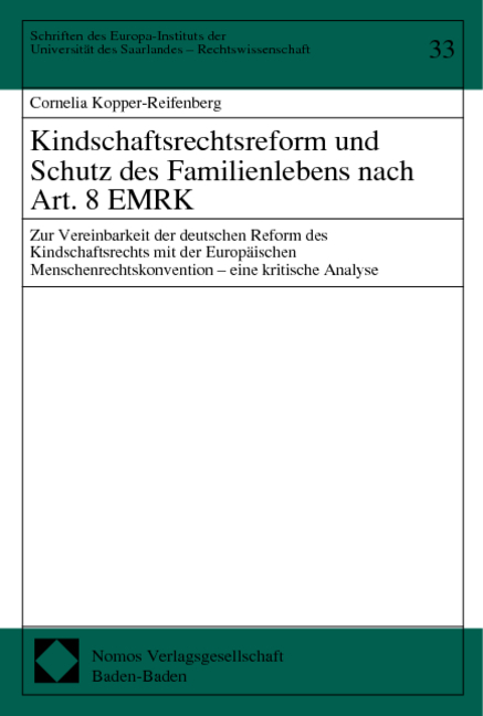 Kindschaftsrechtsreform Und Schutz Des Familienlebens… | ISBN 978-3 ...