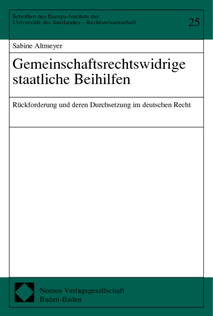 Gemeinschaftsrechtswidrige staatliche Beihilfen