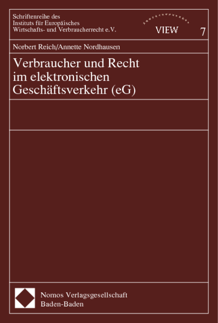 Verbraucher und Recht im elektronischen Geschäftsverkehr (eG) - Norbert Reich, Annette Nordhausen