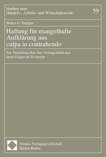 Haftung für mangelhafte Aufklärung aus culpa in contrahendo