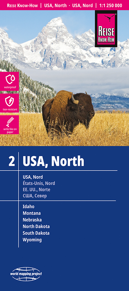 Reise Know-How Landkarte USA, Nord / USA, North (1:1.250.000) : Idaho, Montana, Wyoming, North Dakota, South Dakota, Nebraska - Reise Know-How Verlag Peter Rump