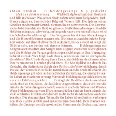 11 heldengesänge & 3 gedichte - Anton Bruhin