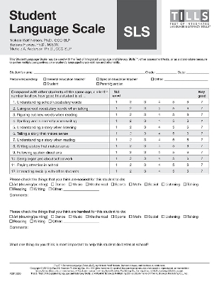 Test of Integrated Language and Literacy Skills® (TILLS®) Student Language Scale - Nickola Nelson, Elena Plante, Nancy Helm-Estabrooks, Gillian Hotz