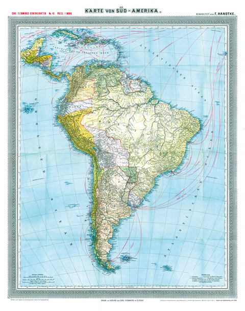 Historische Generalkarte von Südamerika 1903 [gerollt] - Friedrich Handtke