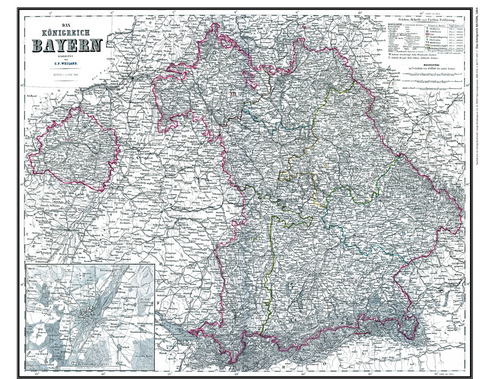 Hist. Karte: Das Königreich Bayern 1864 (pano)