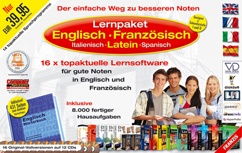 Lernpaket Englisch, Französisch, Italienisch, Latein, Spanisch, 12 CD-ROMs