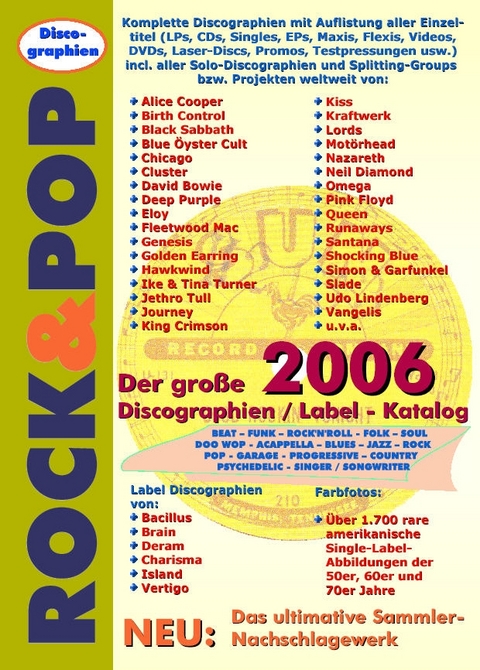 Der grosse ROCK & POP Discographien und Label Katalog 2006 - 