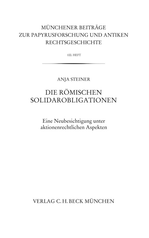 Die römischen Solidarobligationen - Anja Steiner