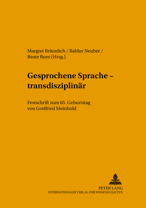 Gesprochene Sprache – transdisziplinär - 