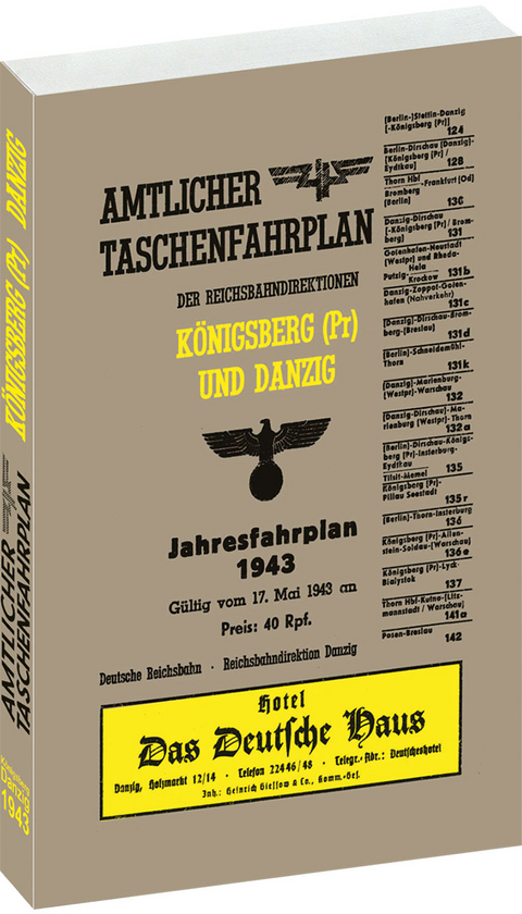 Amtlicher Taschenfahrplan für Königsberg (Pr.) und Danzig - Jahresfahrplan 1943 - 