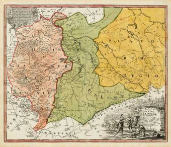 Historische Karte: Burgen-, Ritter- und Klösterkarte Thüringen, Sachsen und Obersachsen 1000-1400. Tab. III - 1732 (Plano) -  Homann Erben, Friedrich Zollmann