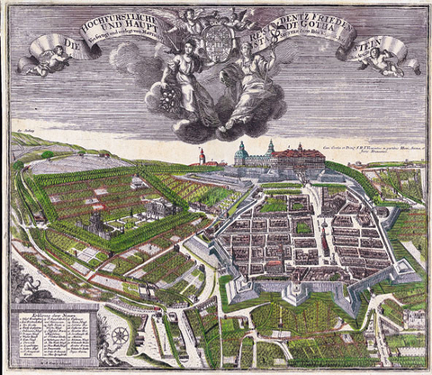 Die Hochfürstliche Residenz Friedenstein und Hauptstadt Gotha. 1730 (Plano)1 - Matthäus Seutter