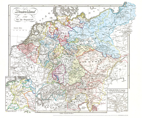 Historische Karte: DEUTSCHLAND von 1792-1854 (Plano) - Karl von Spruner