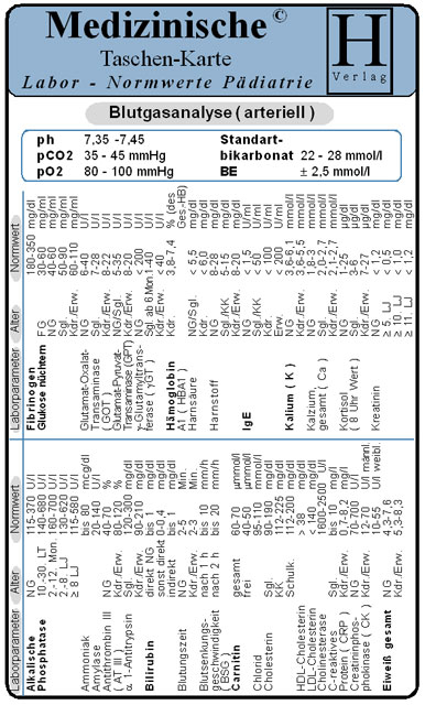 Labor Normwerte Pädiatrie - Medizinische Taschen-Karte