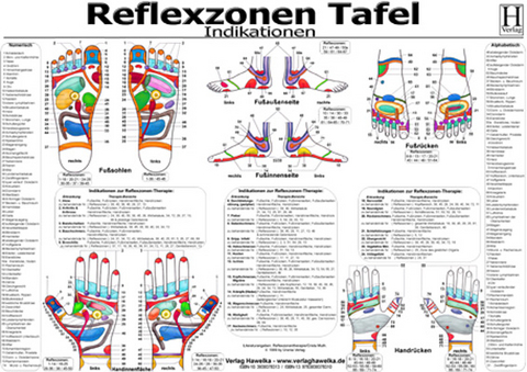 Reflexzonen Tafel - Indikationen - A3 (laminiert) - 