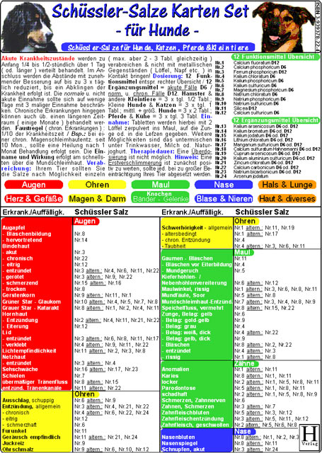 Schüssler Salze für Hunde - Tierheilkunde-Karten Set