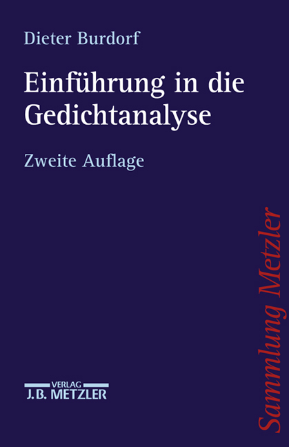 Einführung in die Gedichtanalyse - Dieter Burdorf  Burdorf  Dieter