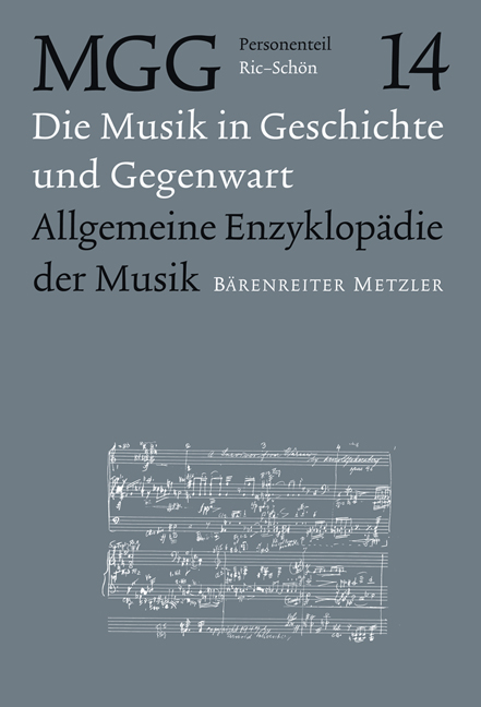 Die Musik in Geschichte und Gegenwart (MGG) / Musik in Geschichte und Gegenwart: Allgemeine Enzyklopädie der Musik, Personenteil, Band 14 - 