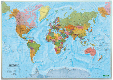 Wandkarte: Die Welt, deutsch, Magnetmarkiertafel 1:40.000.000 - 