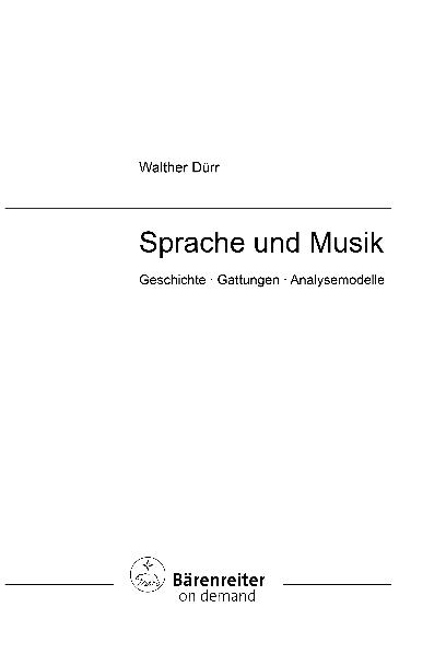 Sprache und Musik - Walther Dürr