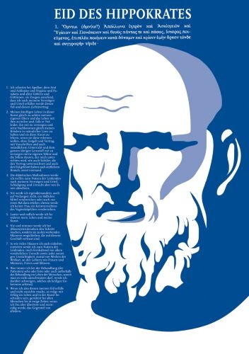 Poster "Eid des Hippokrates"in Blau