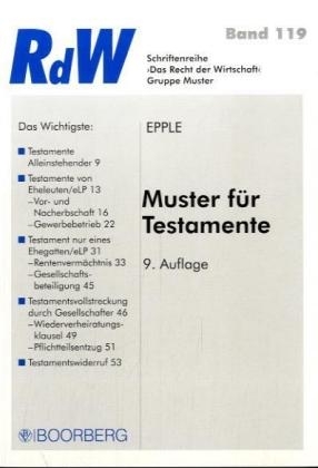 Muster für Testamente - Dieter Epple