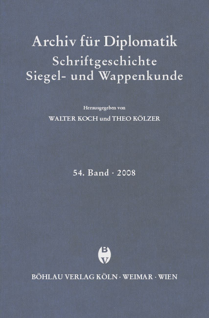 Archiv für Diplomatik, Schriftgeschichte, Siegel- und Wappenkunde 54 (2008) - 