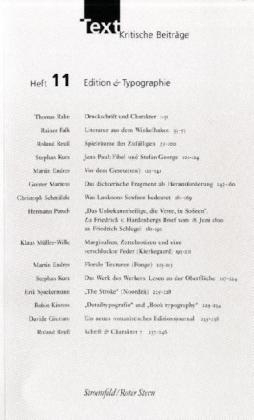 Text. Kritische Beiträge / Text. Kritische Beiträge. Edition & Typographie - 