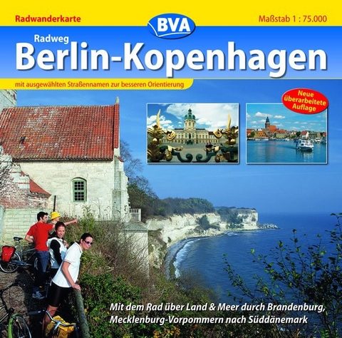 Quadrat-Spiralo BVA Radweg Berlin-Kopenhagen Mit dem Rad über Land & Meer durch Brandenburg, Mecklenburg-Vorpommern nach Süddänemark Radwanderkarte 1:75.000