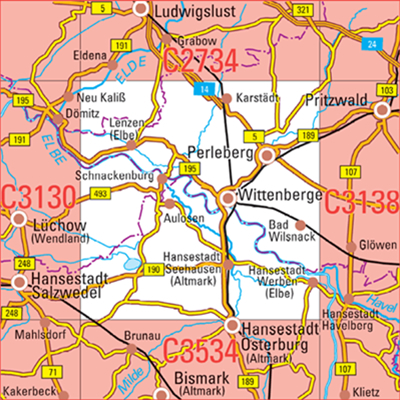 C3134 Wittenberge Topographische Karte 1 : 100 000