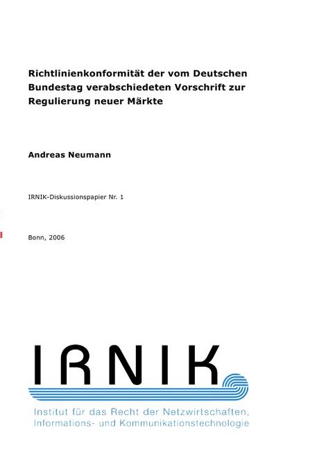 IRNIK-Diskussionspapiere / IRNIK-Diskussionspapier Nr. 1 - Andreas Neumann