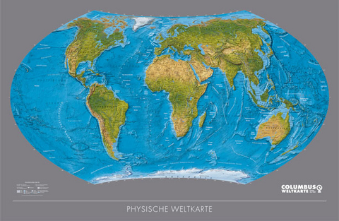 Columbus physische Weltkarte