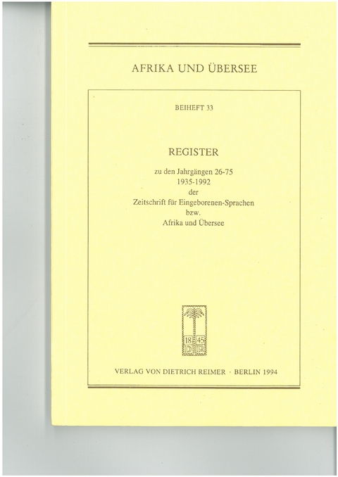 Zeitschrift für Eingeborenen-Sprachen bzw. "Afrika und Übersee"