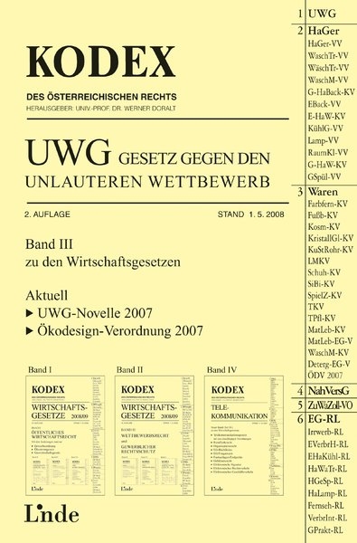 Kodex UWG Gesetz gegen den unlauteren Wettbewerb - Georg Konetzky