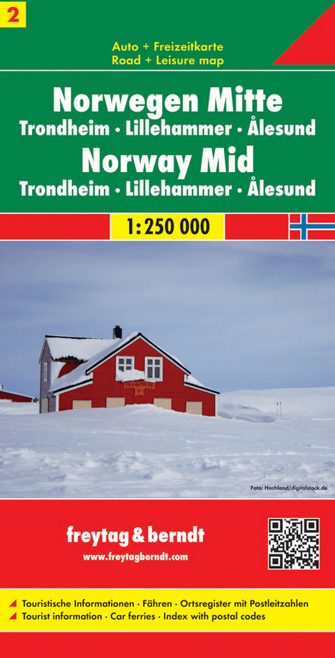 Norwegen Mitte - Trondheim - Lillehammer - Alesund, Autokarte 1:250.000 - 