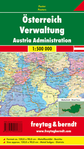 Österreich Verwaltung, 1:500.000, Poster metallbestäbt - 