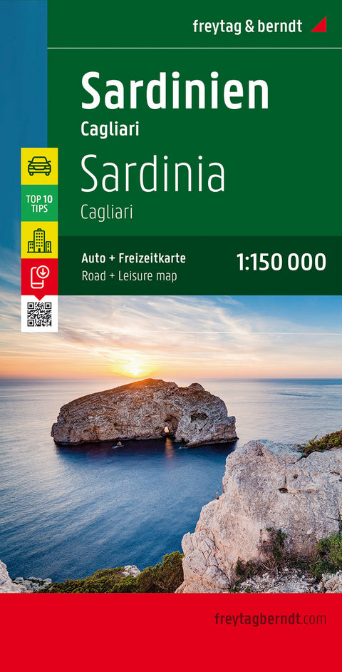 Sardinien - Cagliari, Autokarte 1:150.000, Top 10 Tips - 