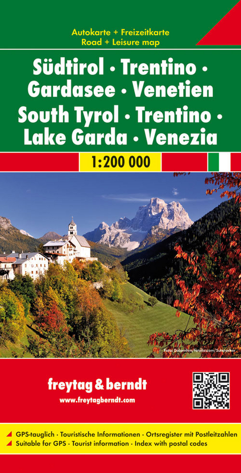 Südtirol - Trentino - Gardasee - Venetien, Autokarte 1:200.000 - 