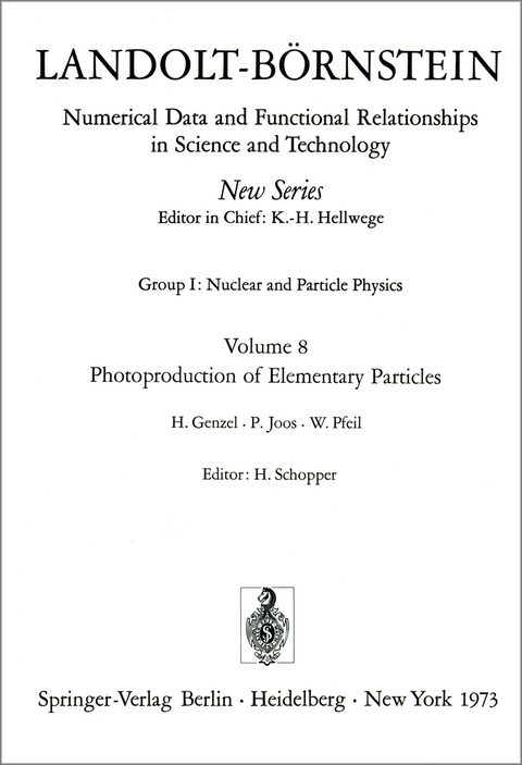 Photoproduction of Elementary Particles / Photoproduktion von Elementarteilchen - H. Genzel, P. Joos, W. Pfeil