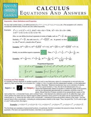 Calculus Equations And Answers (Speedy Study Guides) -  Speedy Publishing LLC