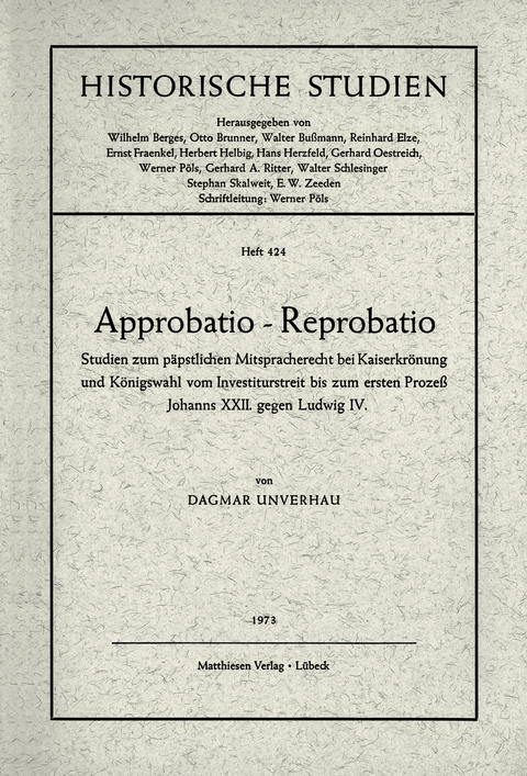 Approbatio - Reprobatio - Dagmar Unverhau