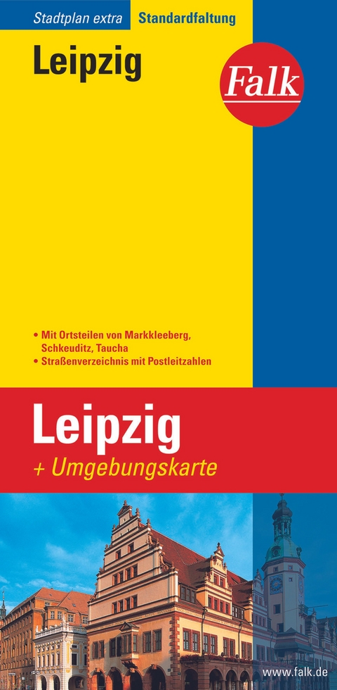 Falk Stadtplan Extra Standardfaltung Leipzig mit Ortsteilen von Markkleeburg